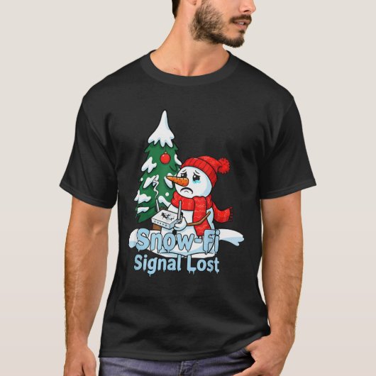 T-shirt Snow-fi Signal Lost Funny Snowman Christmas Art (Devant)