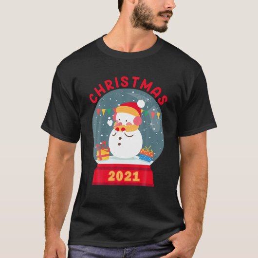 T-shirt Snow Globe Snowball Noël Snowman S Joyeux Noël (Devant)