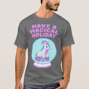 T-shirt Snow Globe Unicorne Lover Pastel Winter Holiday Un