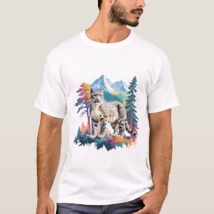 T-shirt Snow Leopard Vector Art Animal Dans Le Majestic