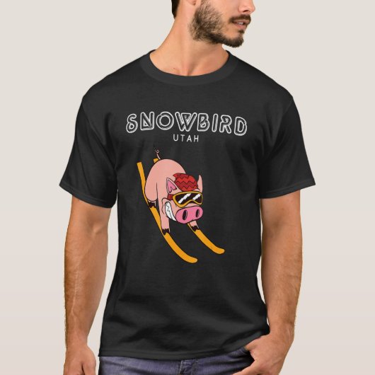 T-shirt Snowbird Utah Pig Ski (Devant)