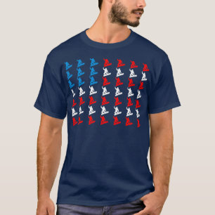 T-shirt Snowboard American Flag Independence Day 4 of