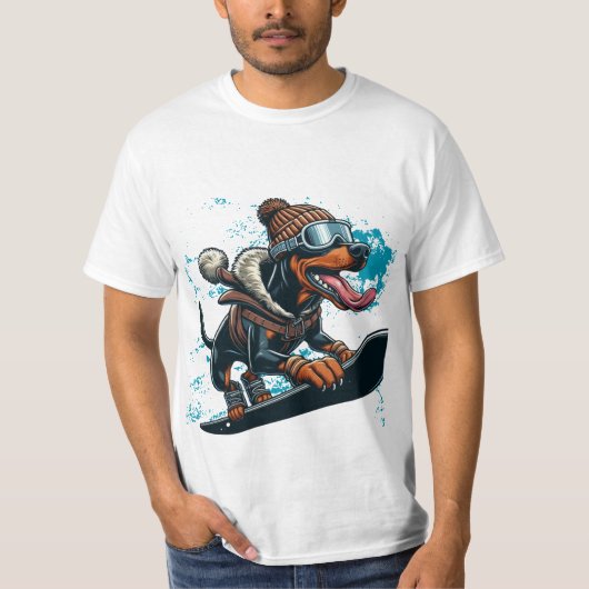 T-shirt snowboard doberman (Devant)