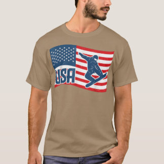 T-shirt Snowboard Drapeau Américain Patriotique Snowboarde