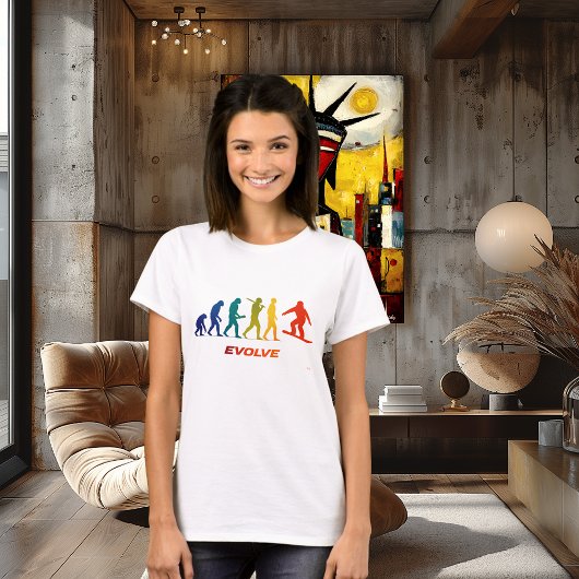 T-shirt Snowboard Evolution Silhouette Jump Design