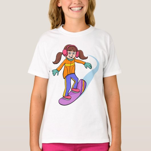 T-shirt Snowboard Girl Snow Fun (Devant)