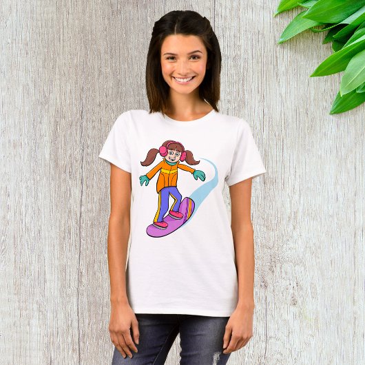 T-shirt Snowboard Girl Snow Fun