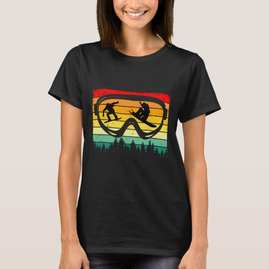 T-shirt Snowboard Goggles Mountain Snowboarding Retro Vaca (Devant)