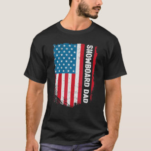 T-shirt Snowboard Papa America Us Drapeau Patriot Vintage