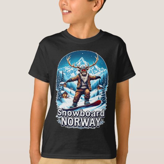 T-shirt Snowboard Reindeer Adventure En Norvège (Devant)
