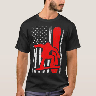 T-shirt Snowboard Retro American Flag Snowboard 4e