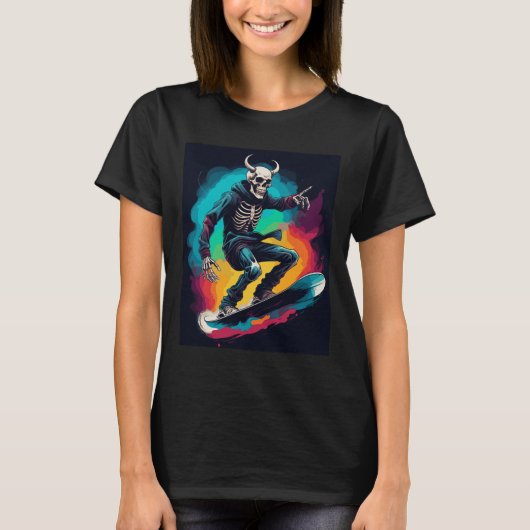 T-shirt Snowboard Skull Snowboard Skull Snowboardeur Sku (Devant)