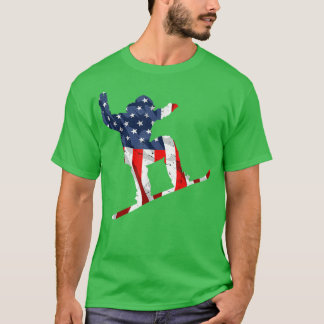 T-shirt Snowboard Sport USA Retro American Drapeau 4e du