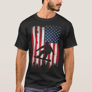 T-shirt Snowboard USA Drapeau américain 4 juillet Patriot
