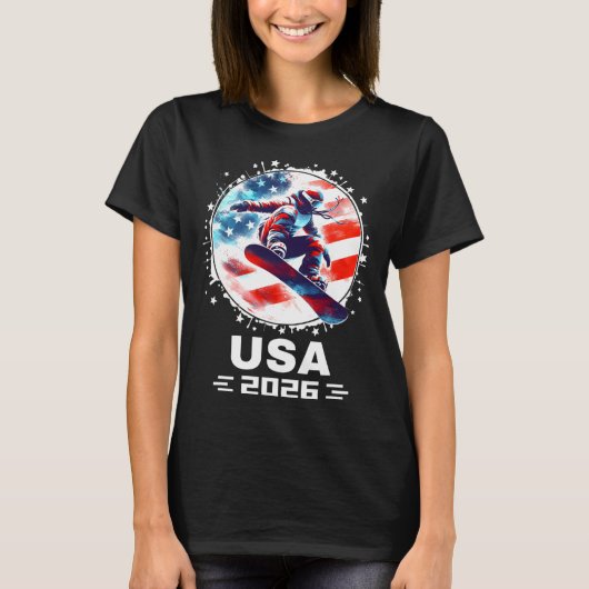 T-shirt Snowboard Usa Go Usa Team Usa Drapeau 2026 Snowboa (Devant)