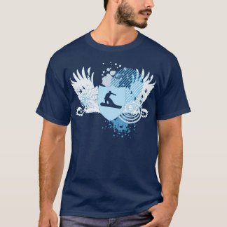 T-shirt snowboarding de haute fidélité. tracé dans le bleu