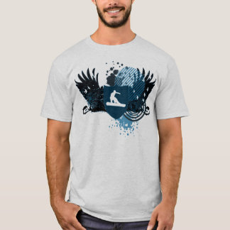 T-shirt snowboarding de haute fidélité. tracé dans le bleu