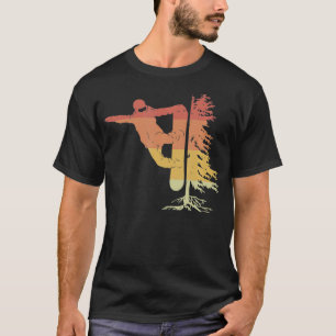 T-shirt Snowboarding Snowboarder avec arbre hors piste