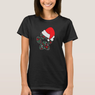 T-shirt Snowflakes Chien Paw Santa Hat Chien de Noël