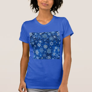 T-shirt Snowflakes de Noël Bleu et argent