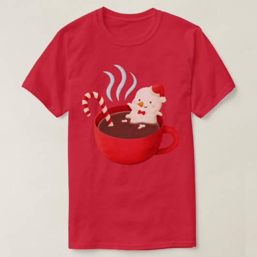 T-shirt Snowman à la fonte mignonne au chocolat chaud (Design devant)
