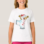 T-shirt Snowman au patinage sur glace avec patins sur glac (Devant)