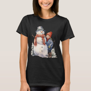 T-shirt Snowman avec carotte Nez Écharpe hiver Noël