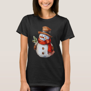 T-shirt Snowman avec Carrot Nez rouge Checker Écart hiver