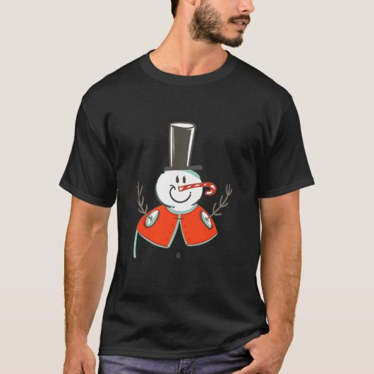 T-shirt Snowman avec Sucre de canne Nez un cadeau pour Noë (Devant)