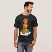 T-shirt Snowman Basketball Ball Santa Hat Noël Pyjama (Devant entier)