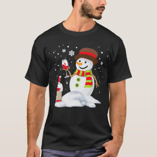 T-shirt Snowman Boire Vin Rouge Drôle Partenaire Correspon