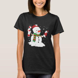 T-shirt Snowman Boire Vin Rouge Drôle Partenaire Correspon