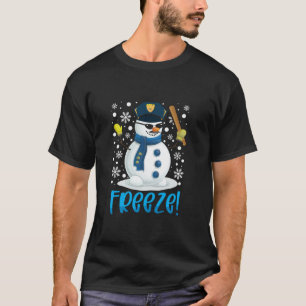 T-shirt Snowman Cop Freeze Agent de Noël Funny Police