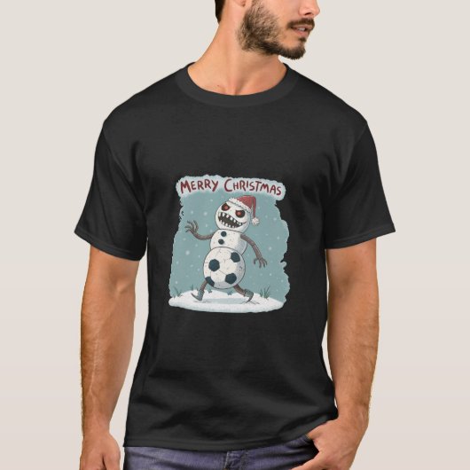 T-shirt Snowman Creepy Footballer: Merry Dark Christmas (Devant)