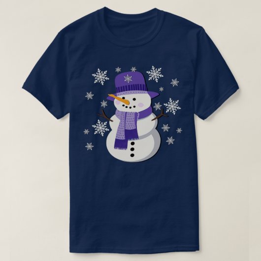 T-shirt Snowman Dans Les Flammes De Neige Violet WInter (Design devant)