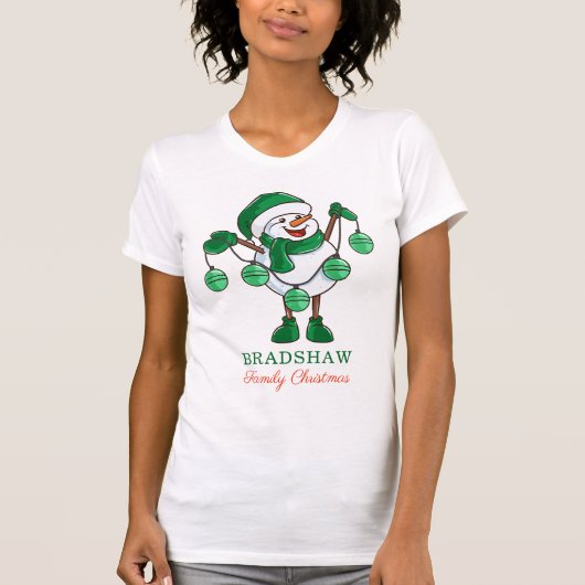 T-shirt Snowman de Noël avec Baubles Family Matching (Devant)