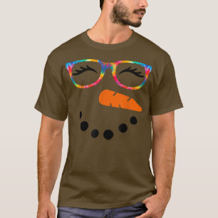 T-shirt Snowman Face Femme Eyelashes Glasse Tie Dye Chri