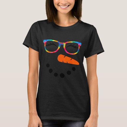 T-shirt Snowman Face Shirt Womens Eyelashes Gle Tie Dye Ch (Devant)