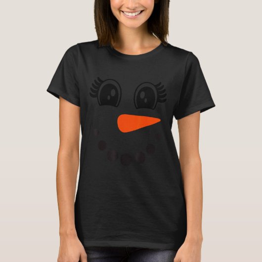 T-shirt Snowman Girl Face For Girls Christmas Winter (Devant)