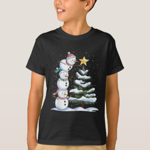 T-shirt Snowman Joyeux Noël Noël Noël Arbre Neige Famille