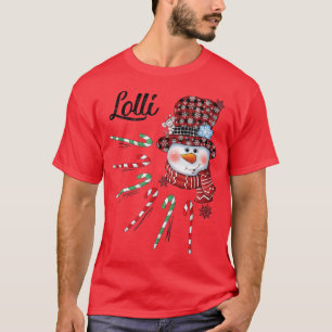 T-shirt Snowman Lolli Sucre de canne Red Plaid Cadeaux de