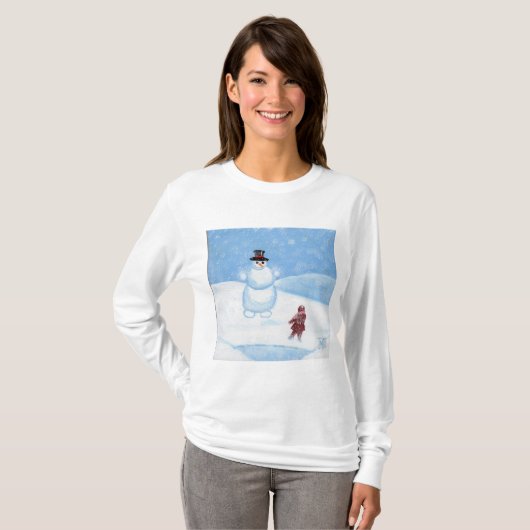 T-shirt Snowman Long Sleeve T pour les femmes par JML (Devant entier)