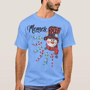 T-shirt Snowman mèmes Sucre de canne Red Plaid Cadeaux de