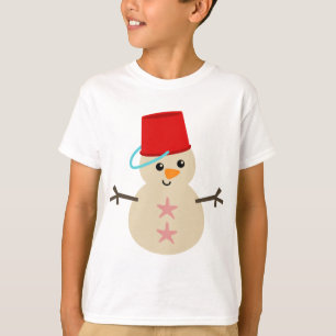 T-shirt Snowman mignon fait de sable avec seau pour Casque