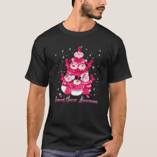 T-shirt Snowman Noël Arbre du sein Sensibilisation au canc