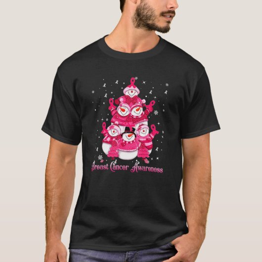 T-shirt Snowman Noël Arbre du sein Sensibilisation au canc (Devant)