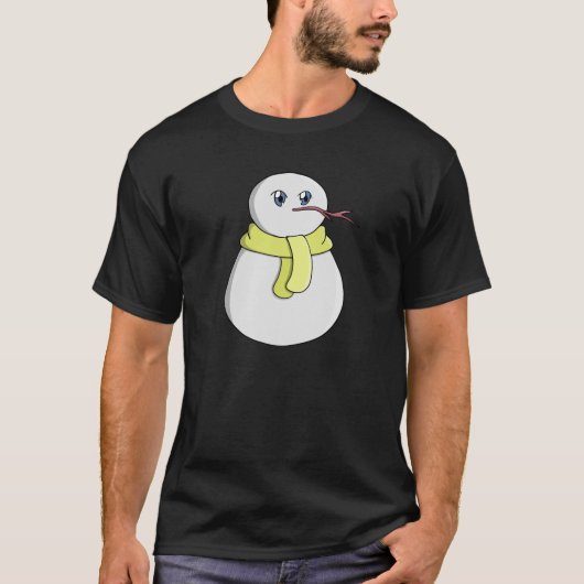 T-shirt Snowman portant une écharpe jaune (Devant)