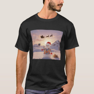 T-shirt snowman Selfie with Santa Funny Christmas for Men