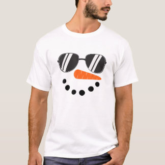 T-shirt Snowman Visage Lunettes de soleil Carottes Nez Noi