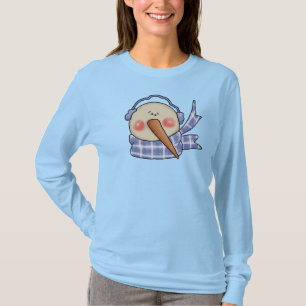 T-shirt Snowman Whimsical Avec Chemise À Écharpe Bleue Vér